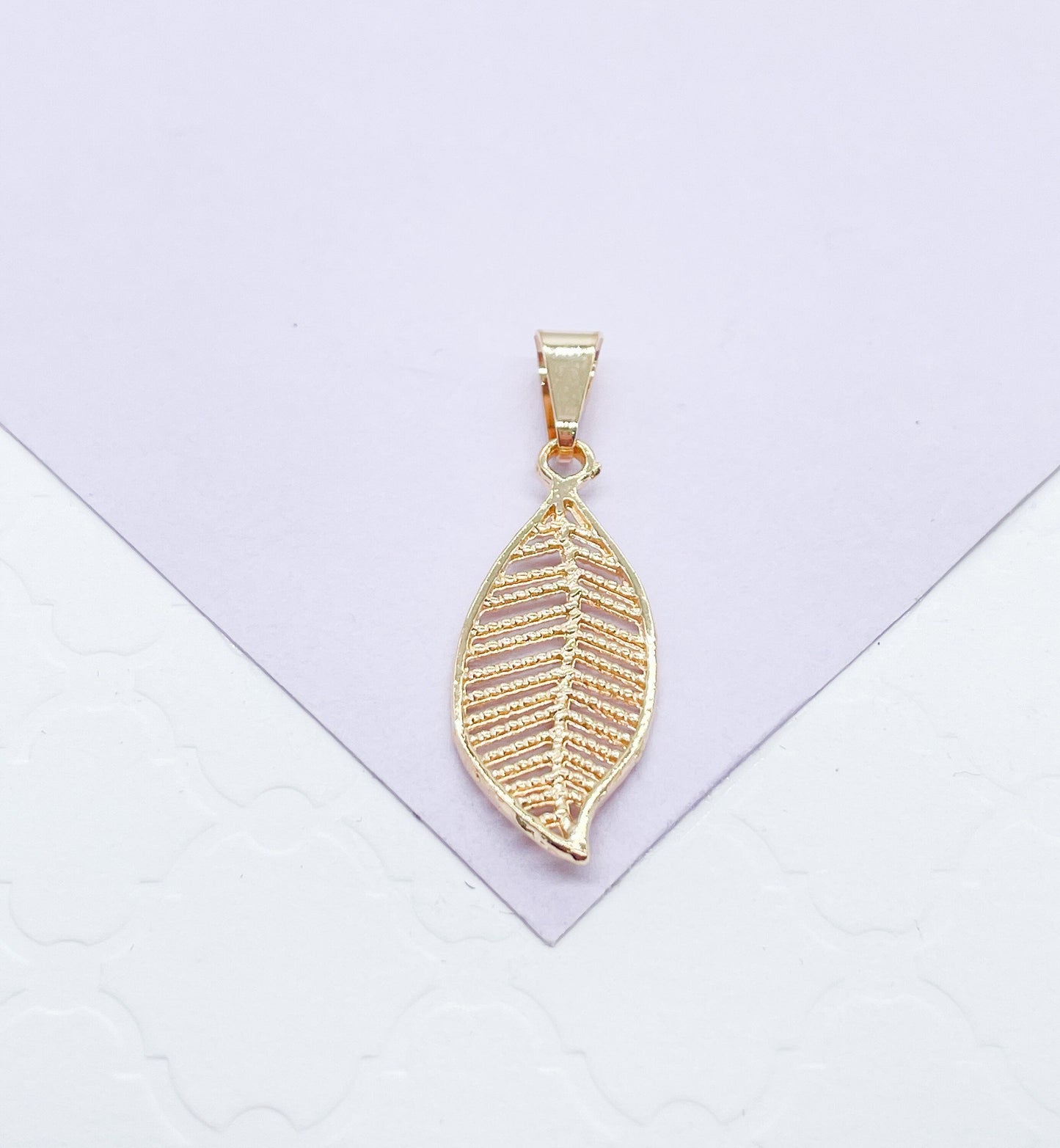 18k Gold Filled Simple Dainty Leaf Pendant