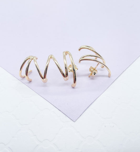 18k Gold Filled Line Crowded Claw Stud Earring