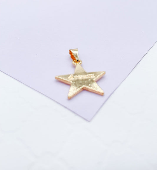 18k Gold Filled Solid Star With Dream Quote Center