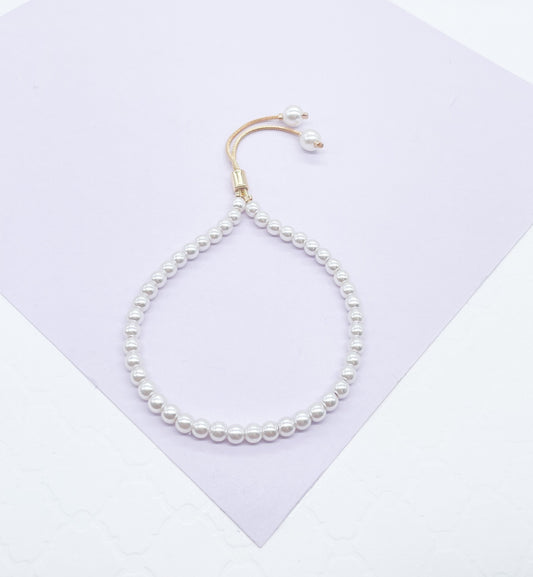 18k Gold Filled Pearl Adjustable Bracelet