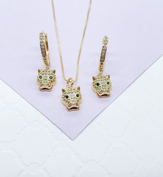 18k Gold Filled Leopard Face Set