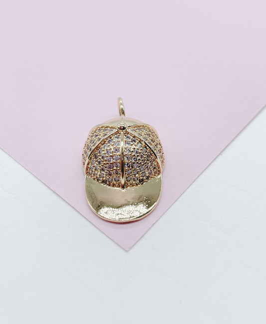 18k Gold Filled Large Pave Cap Pendant