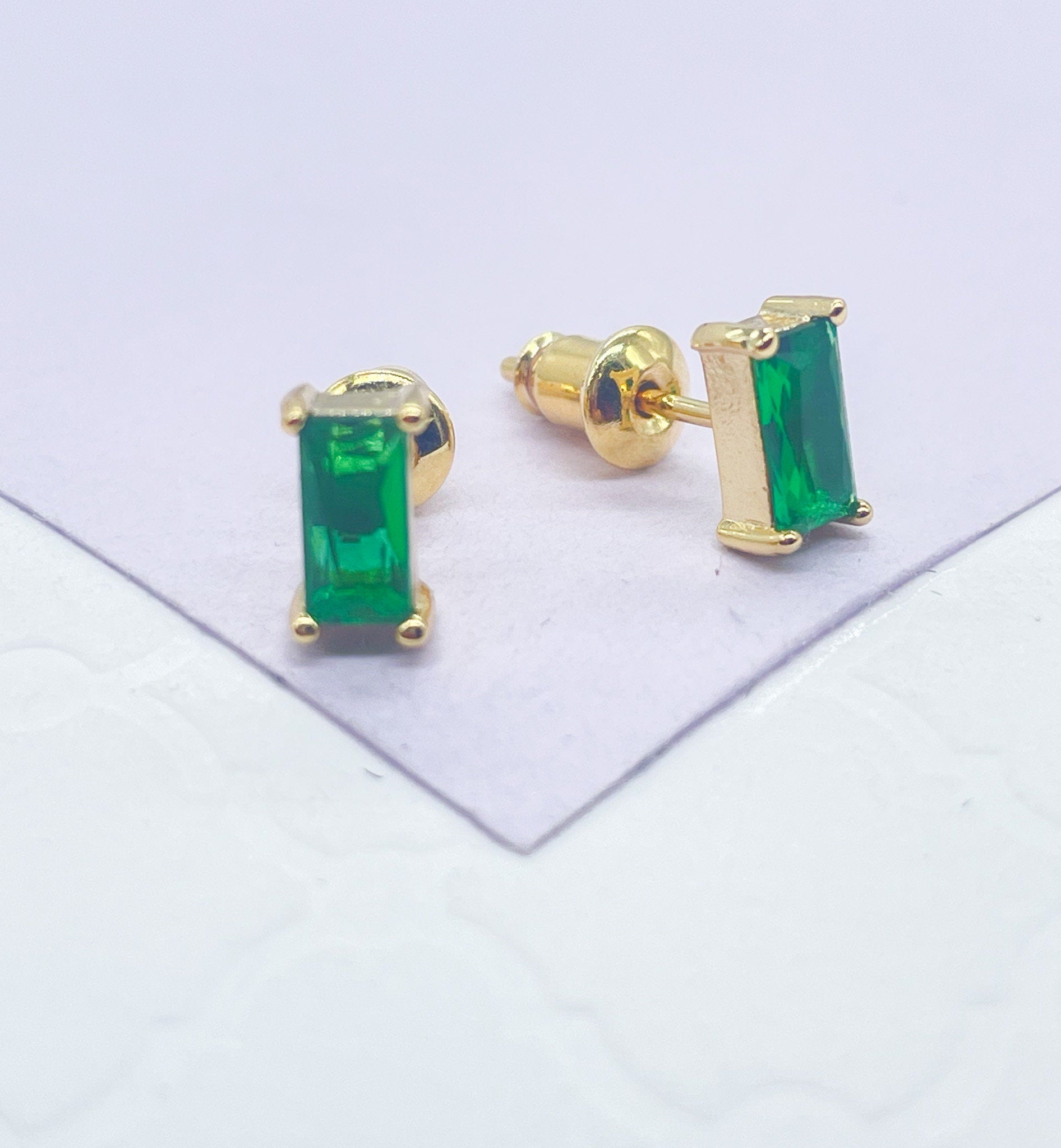 18k GoldFilled Baguette Tiny Stud