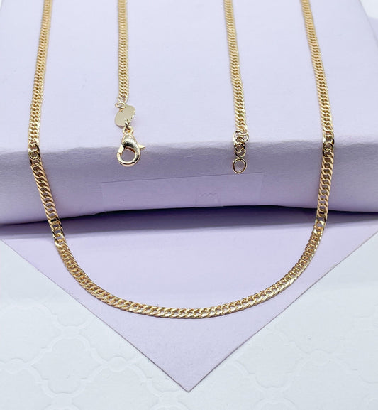 18k Gold Filled Thin Flat Double Cuban Link Chain