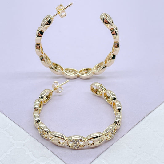 18k Gold Filled Puffy Mariner Open Hoop Earring