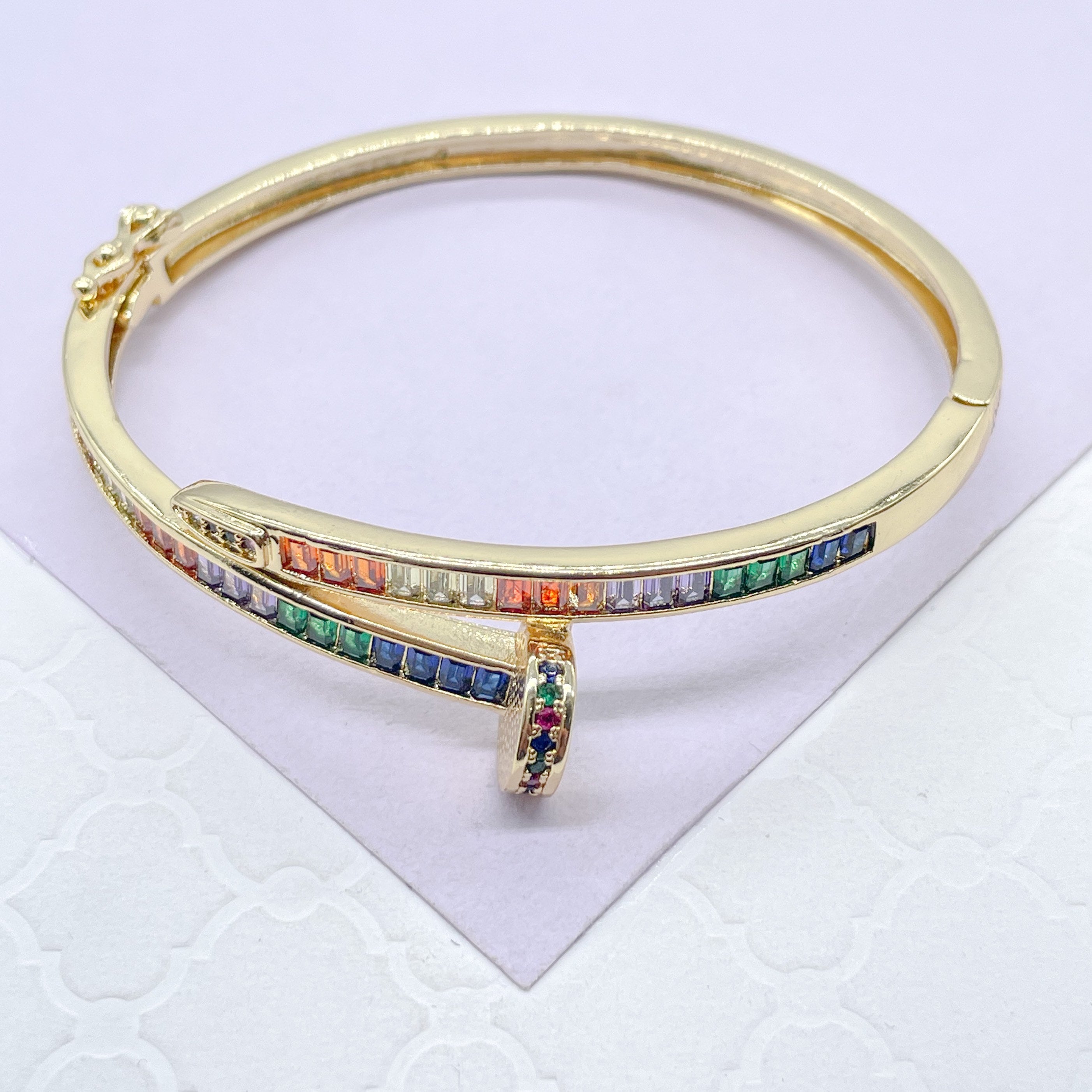 Nail Bracelet 18k Gold selling Filled Bangle