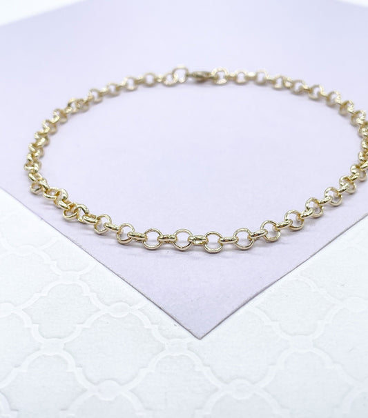 18k Gold Filled 4mm Plain Rolo Anklet