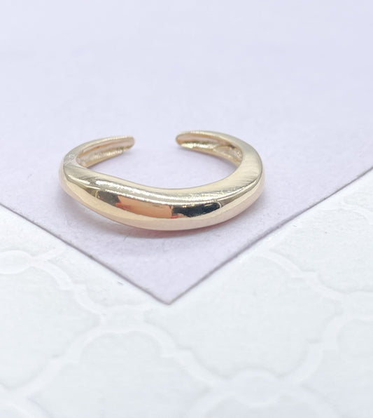 Adjustable Plain 18k Gold Filled Dainty Dome Ring