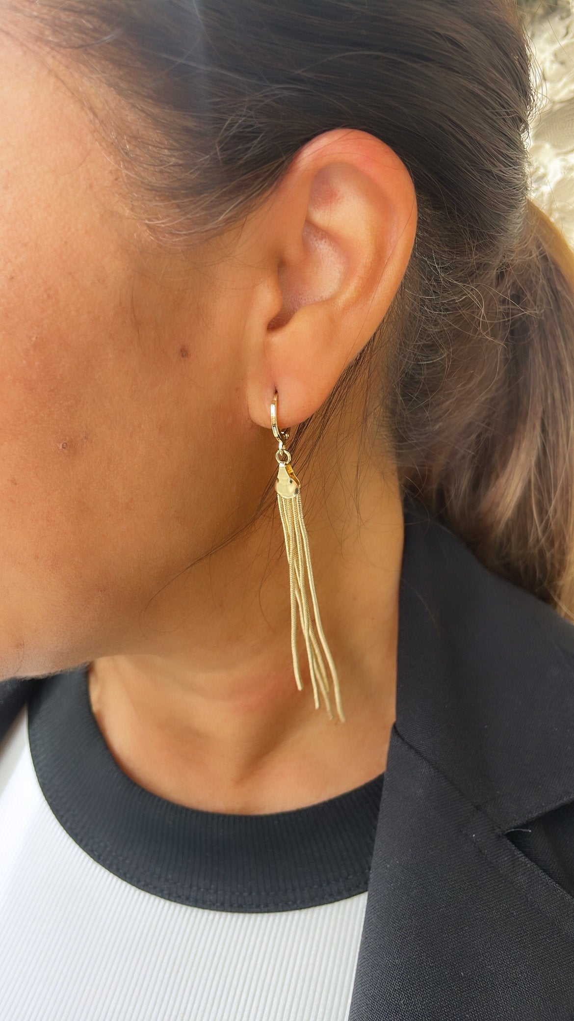 18k Gold Filled Dangling earring with Individual Cable Chain Links