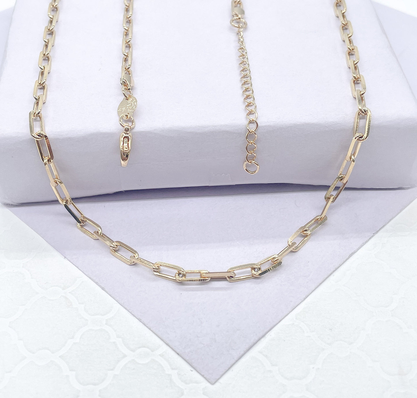 18k Gold Filled 16 Inch, 3.5mm Thick, Paper Clip Chain Necklace Supplies Creative, Simplistic Piece, Minimalistic Jewlery