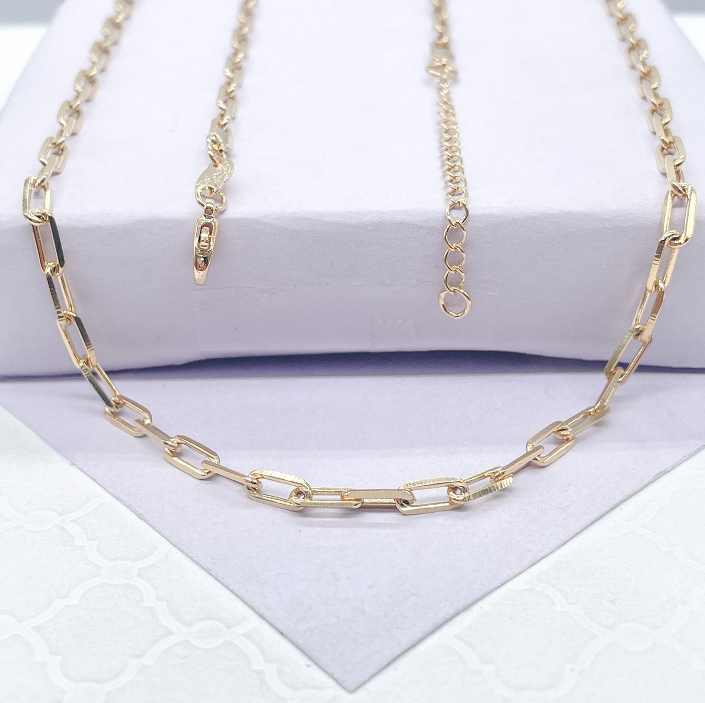 18k Gold Filled 16 Inch, 3.5mm Thick, Paper Clip Chain Necklace Supplies Creative, Simplistic Piece, Minimalistic Jewlery