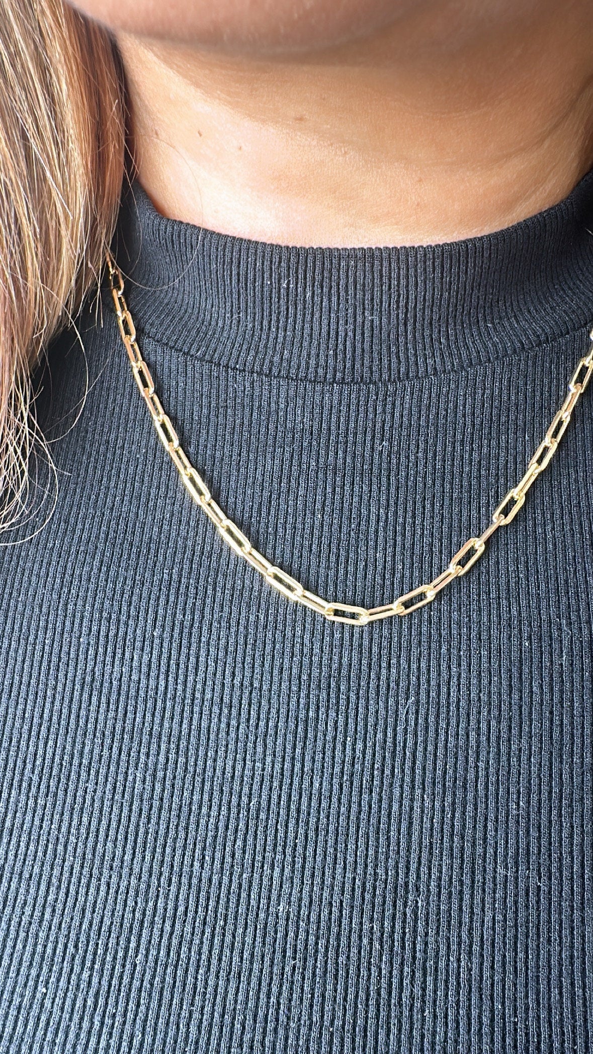 18k Gold Filled 16 Inch, 3.5mm Thick, Paper Clip Chain Necklace Supplies Creative, Simplistic Piece, Minimalistic Jewlery