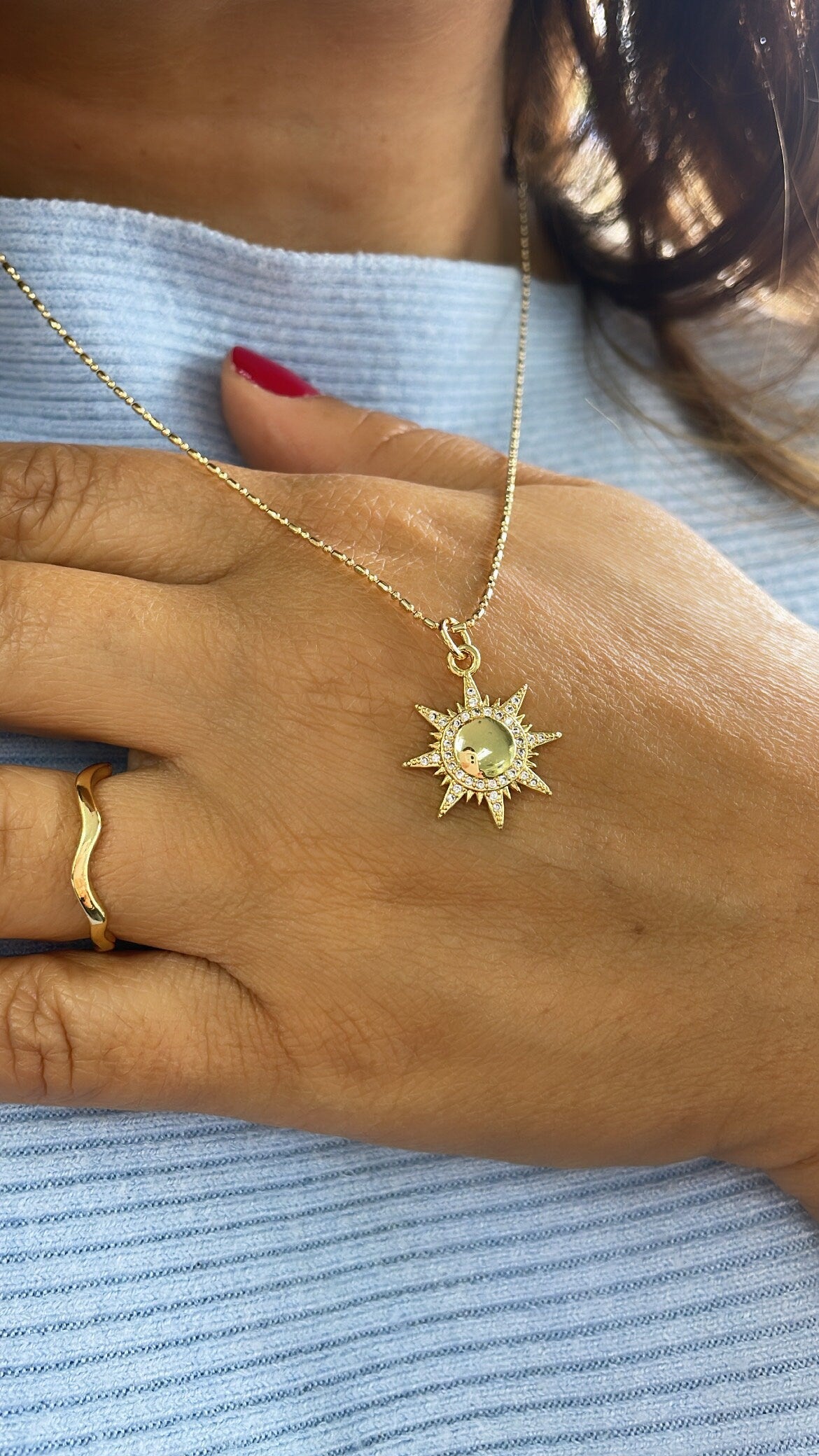 18k Gold Filled Plain Sun Pendant With White Pave Sun Rays, Dainty Pendant, Sun Pendant, Medallion Pendant