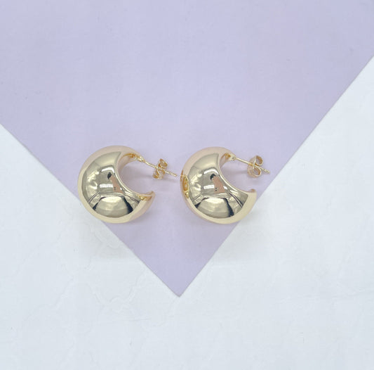 Gorgeous 18k Gold Filled Dome Shaped Tear Drop Hoop Earrning