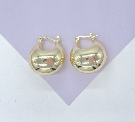 18k Gold Filled XL Wide Dome Shaped Hoop Closed Earrning