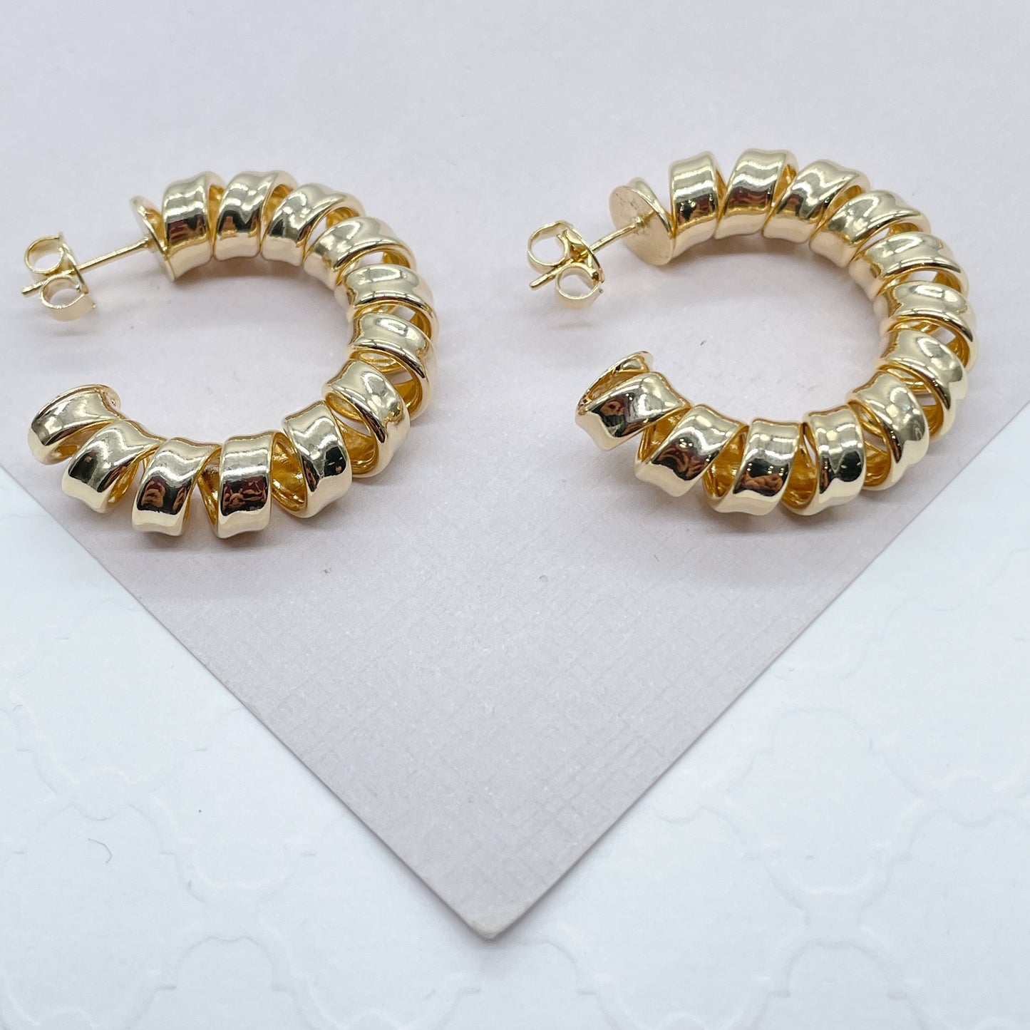 New - 18k Gold Filled smooth Curled Hoops